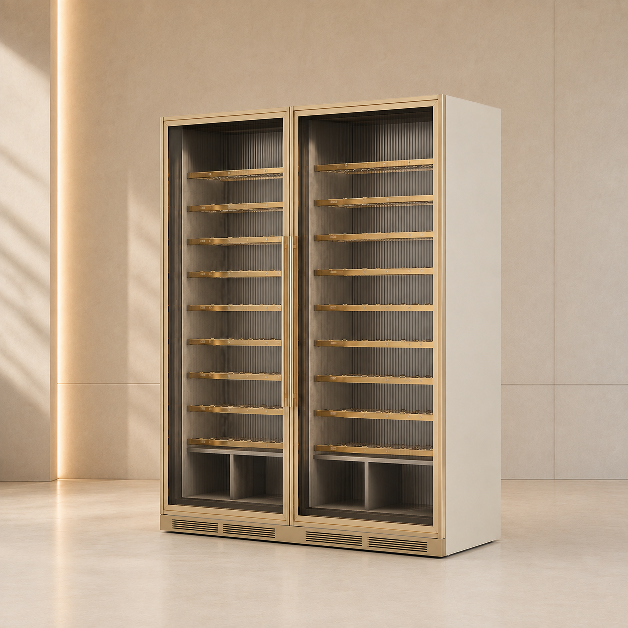 Champagne gold two door glass wine cabinet